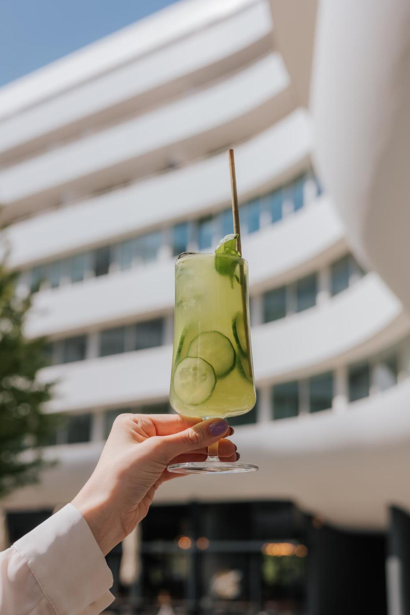 Doubletree By Hilton Wroclaw Hotel Exterior photo A glass of cucumber juice